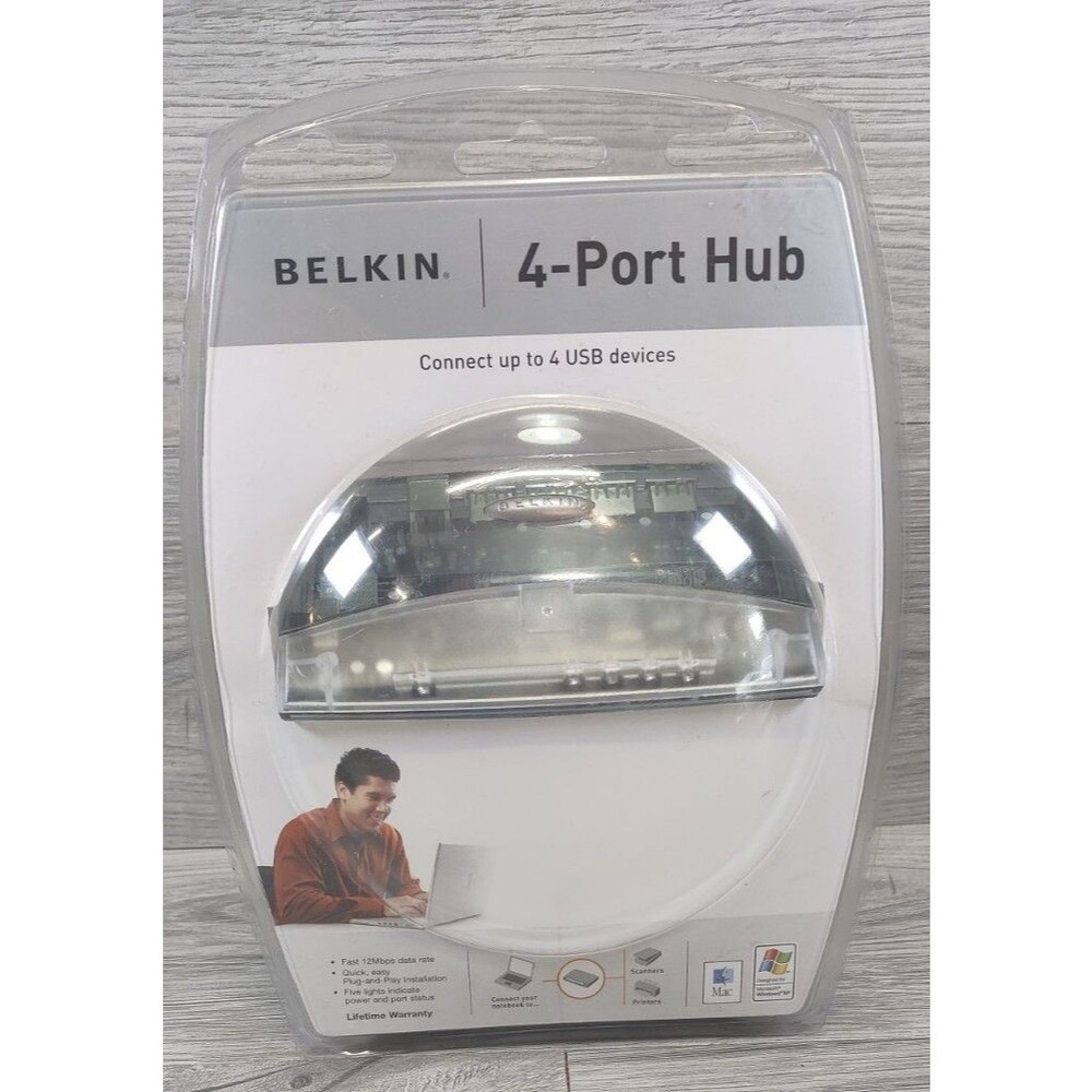 Belkin USB 4-Port Hub F5U021v for Gaming Keyboard, Desktops, Printers, Mouse New
